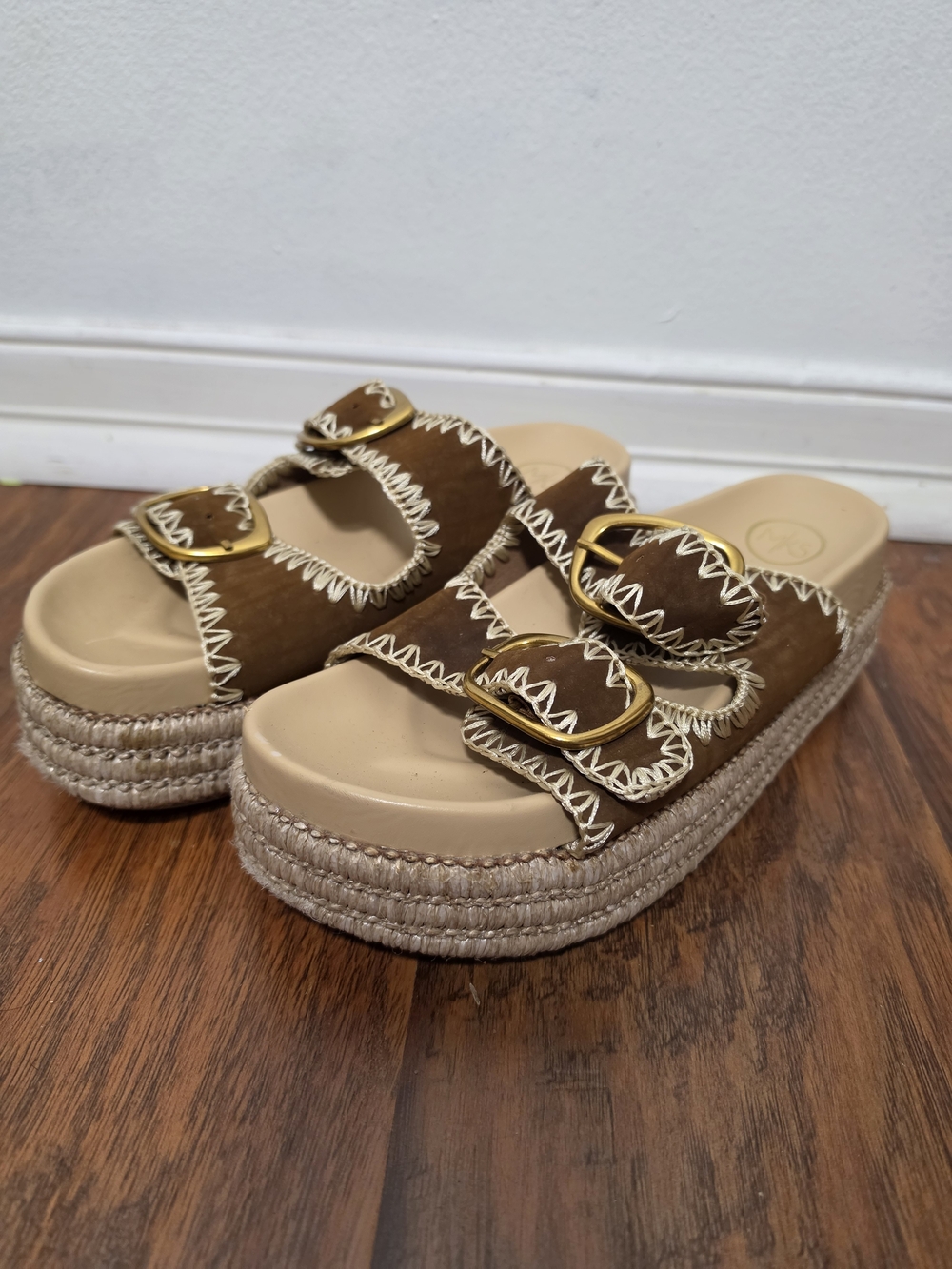 MKS Clara Espadrille Flatform Crochet Trim Sandals Boho Size 8